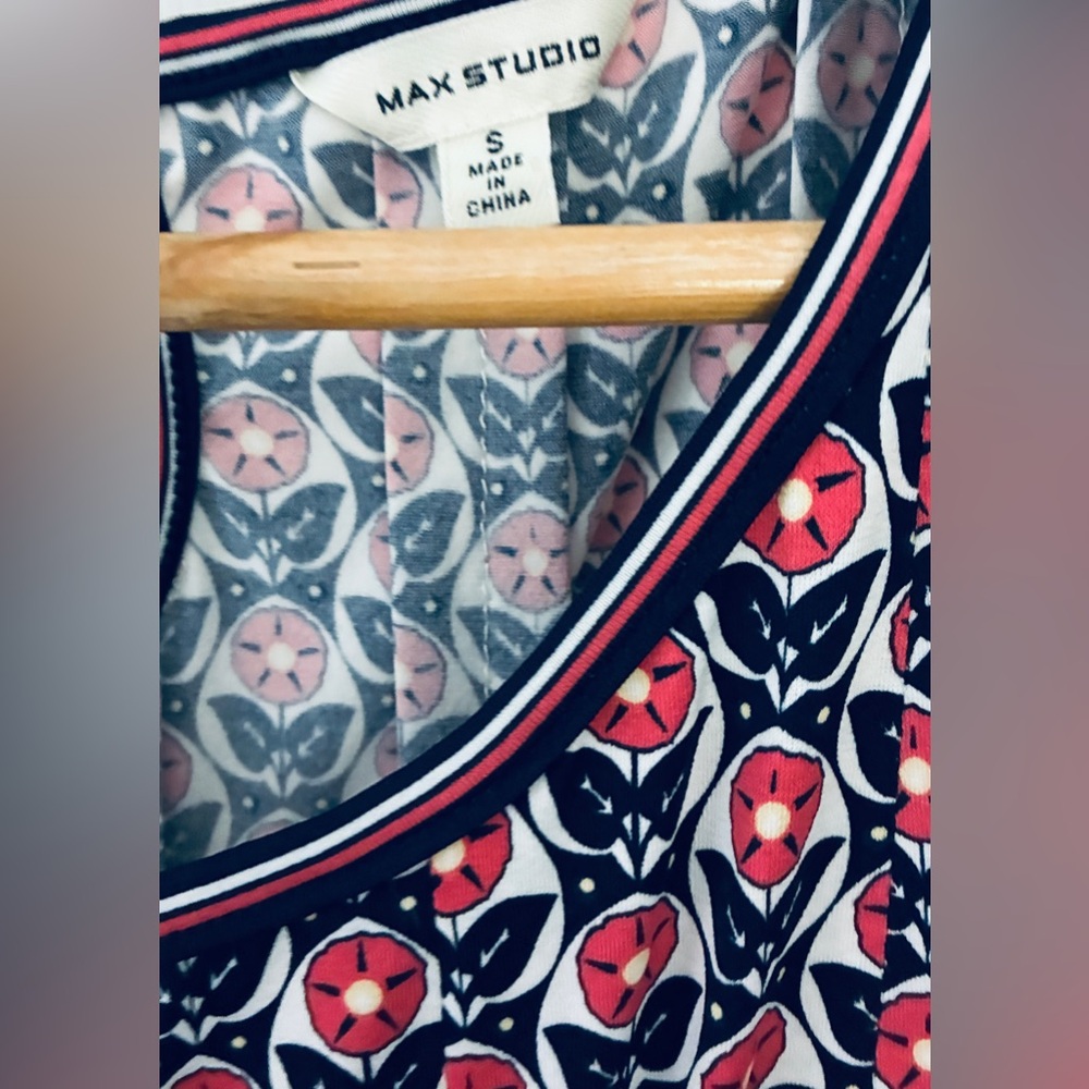 Max Studio Red and Black Patterned Mini Dress - image 2